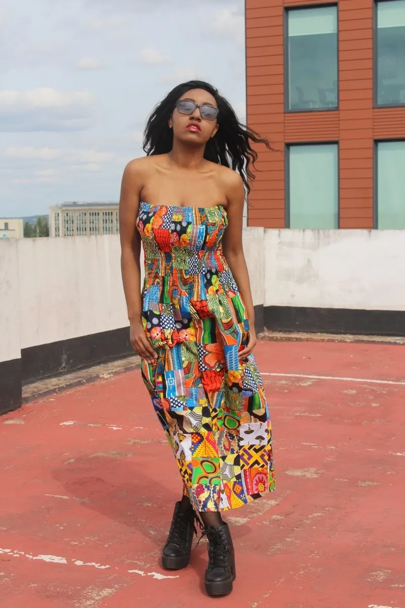 Patchwork Dress in Ankara Print - Festival Dress