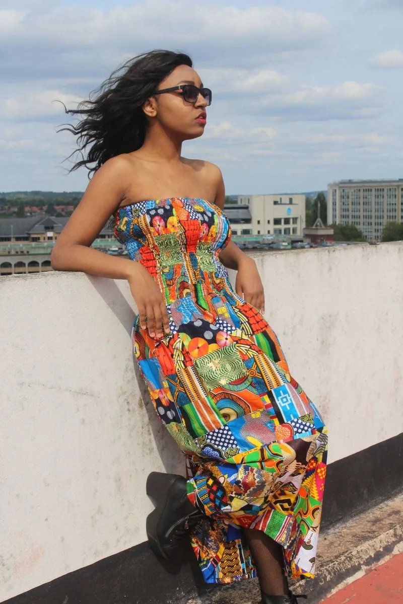 Patchwork Dress in Ankara Print - Festival Dress