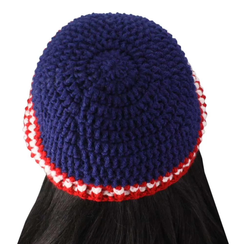 Patriotic Crochet Beanie Hat with Band Medium/Large - JMCH43ML