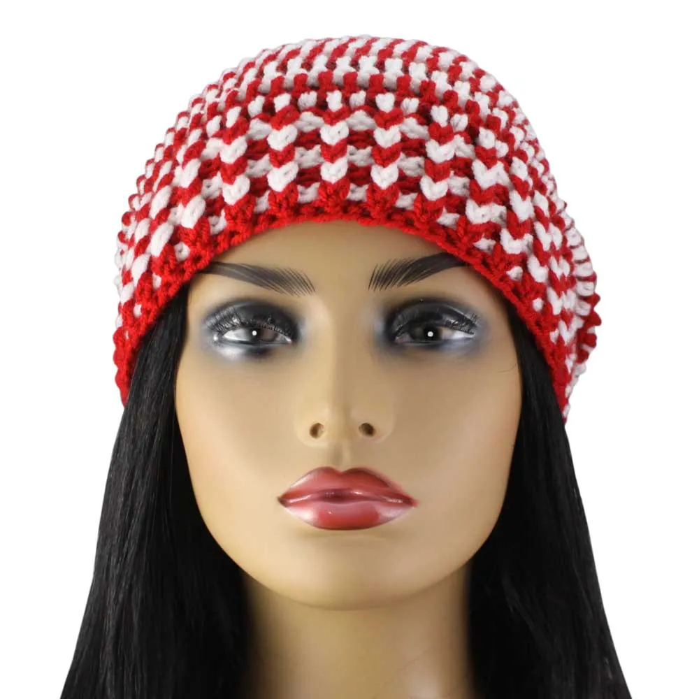 Patriotic Crochet Beanie Hat with Band Medium/Large - JMCH43ML