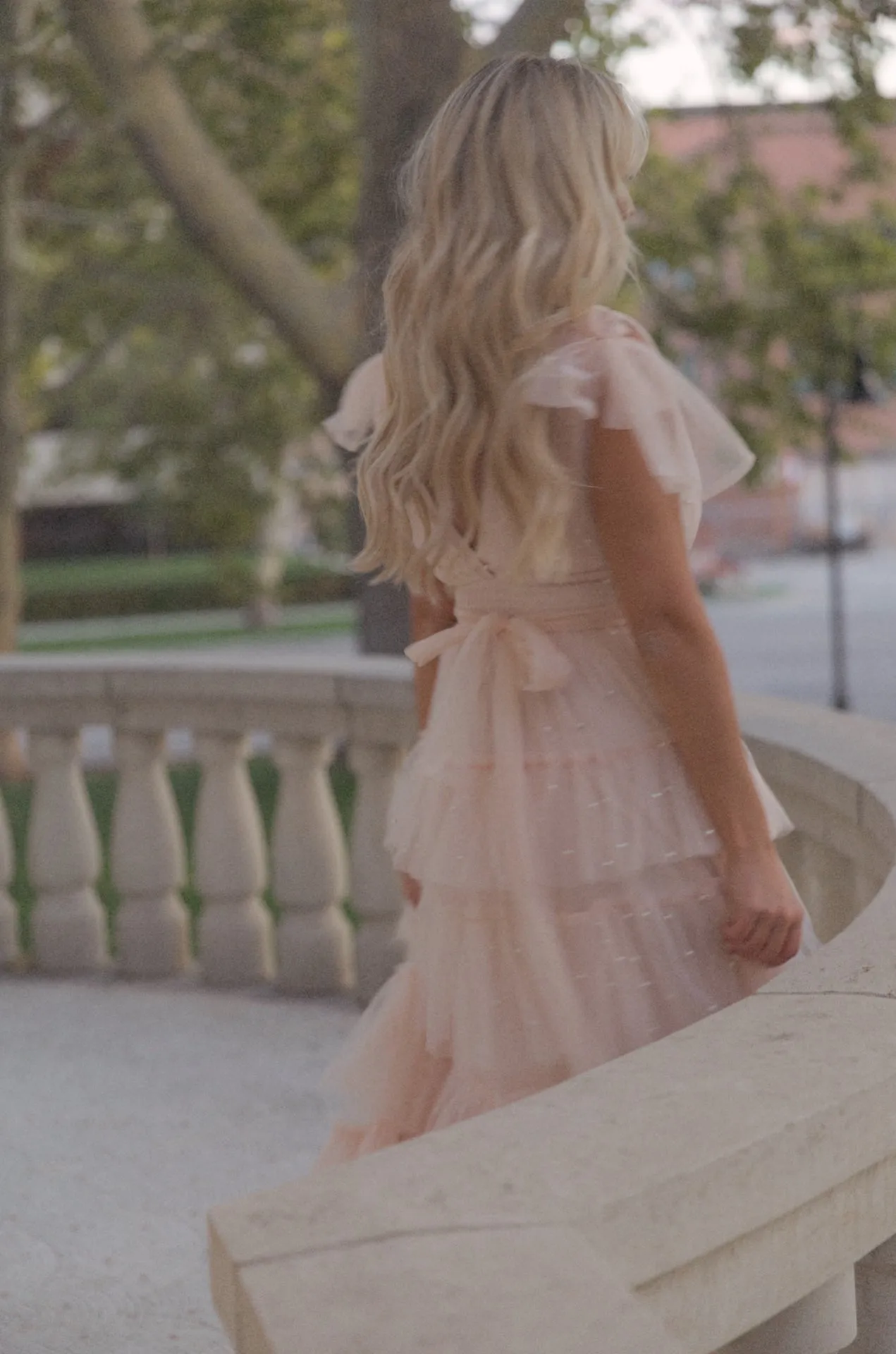 Pearl Tiered Tulle Maxi Dress