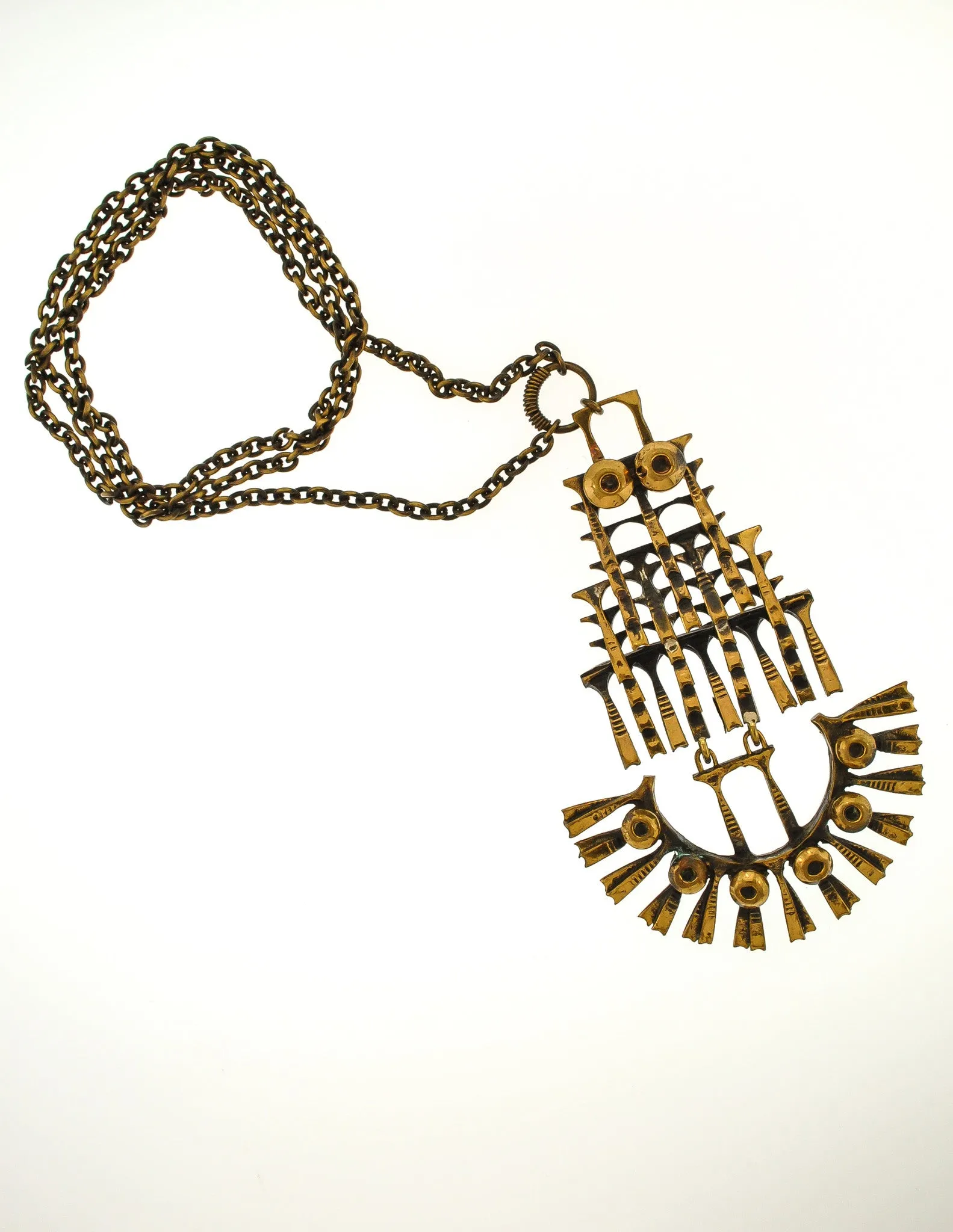 Pentti Sarpaneva Vintage Bronze Brutalist Pendant Necklace