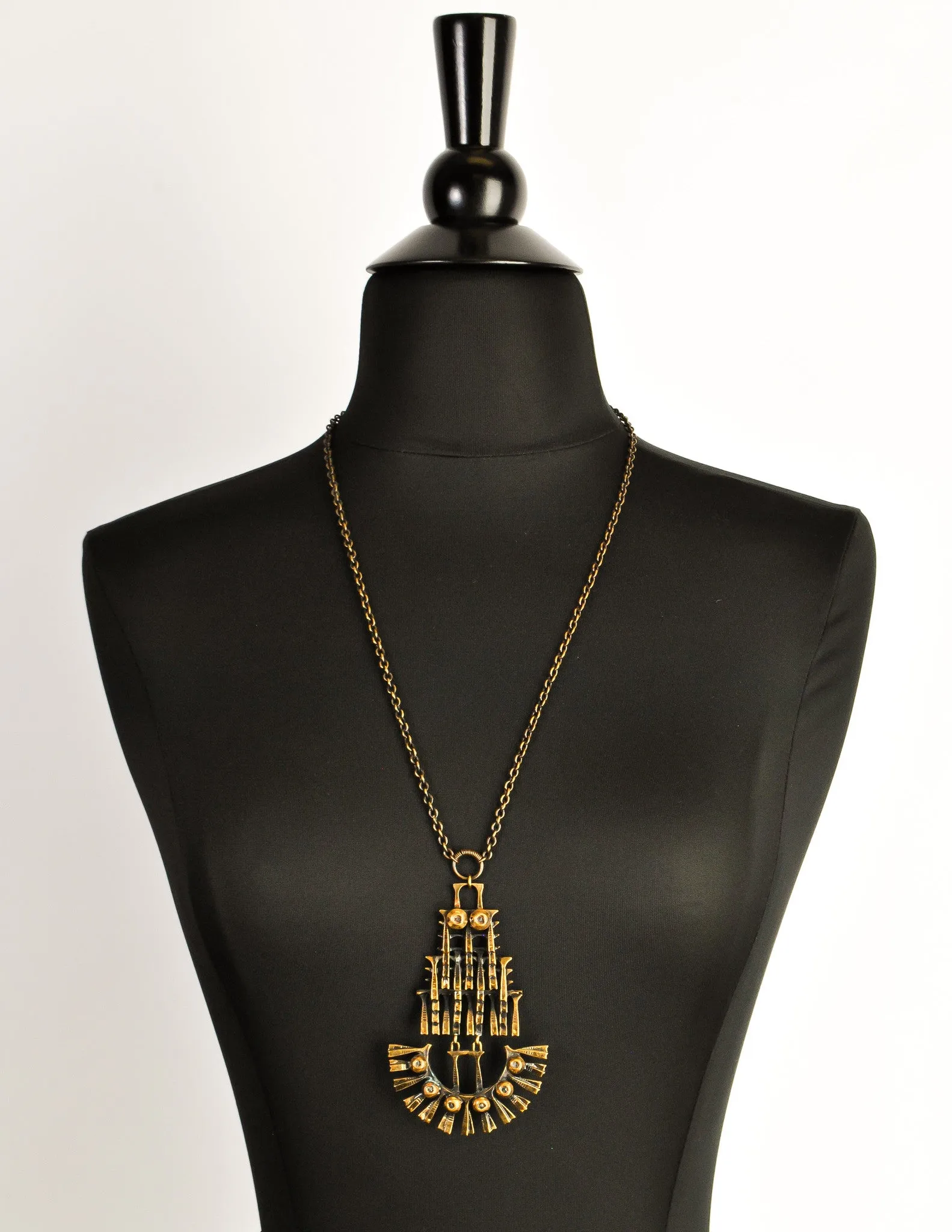 Pentti Sarpaneva Vintage Bronze Brutalist Pendant Necklace