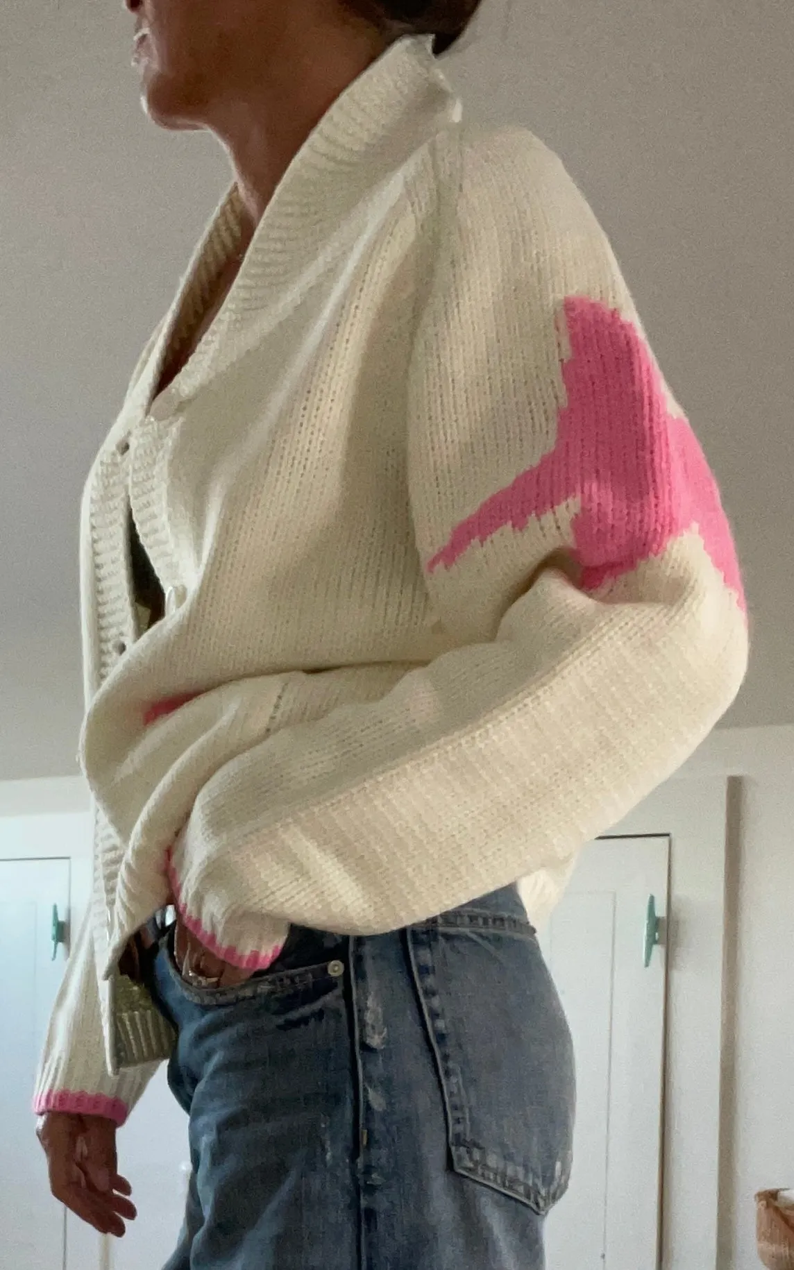 Pink and Ivory Cowboy Cardigan