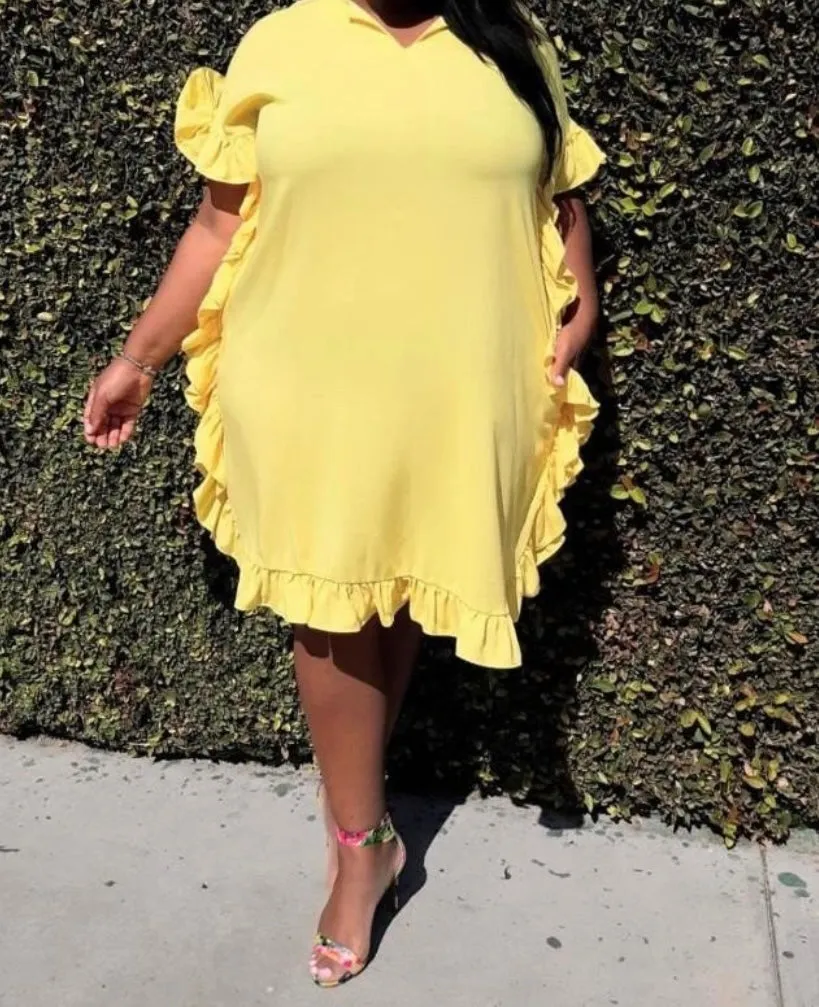 Plus Size Ruffled Midi Dress