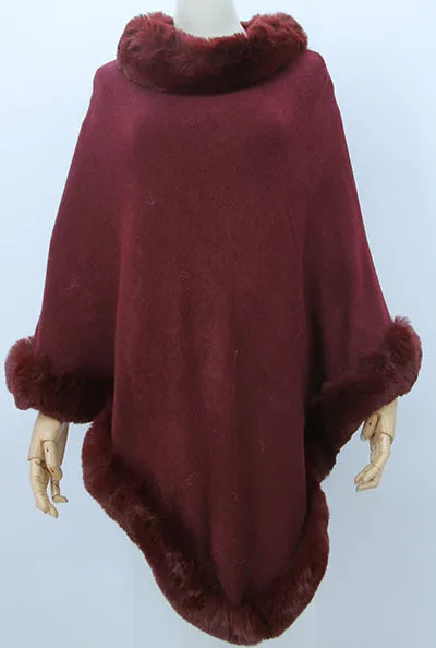 Poncho Full Fake  Fur Trim