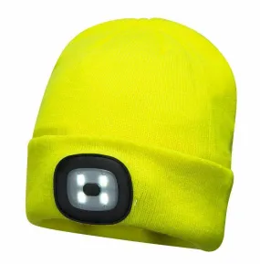 Portwest B029 Outdoor Work Beanie with Rechargeable Safety LED USB Head Light