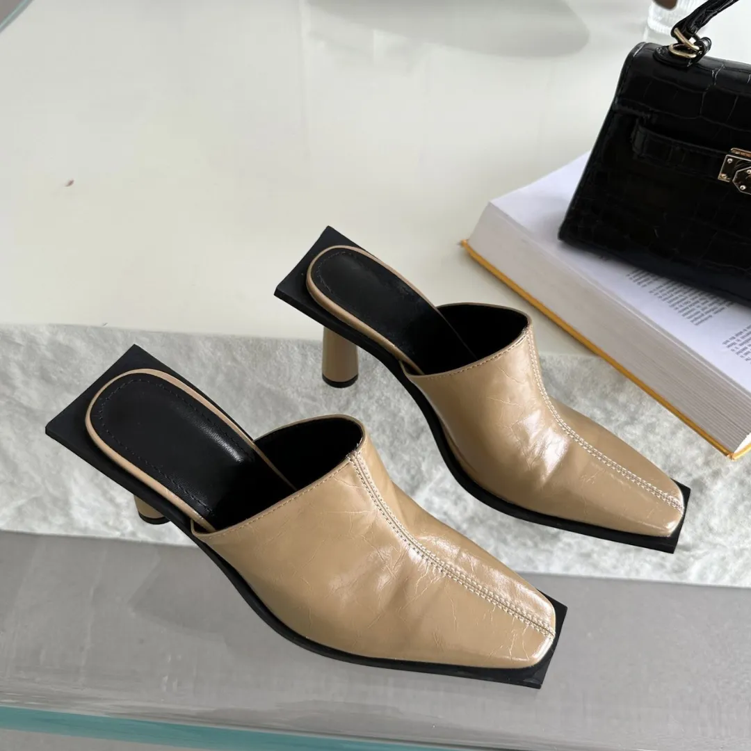 Pre Order:  Leather High Heel Mule Sandals