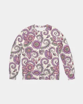 Purple Cream Paisley Men's French Terry Pullover Sweatshirt