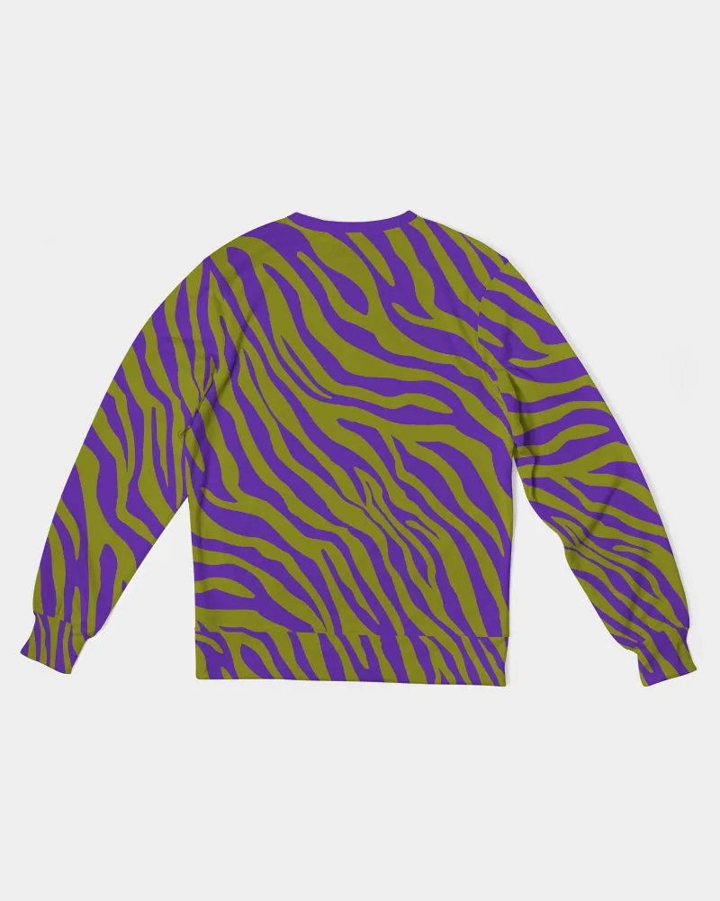 Purple Olive Zebra Men's French Terry Pullover Sweatshirt