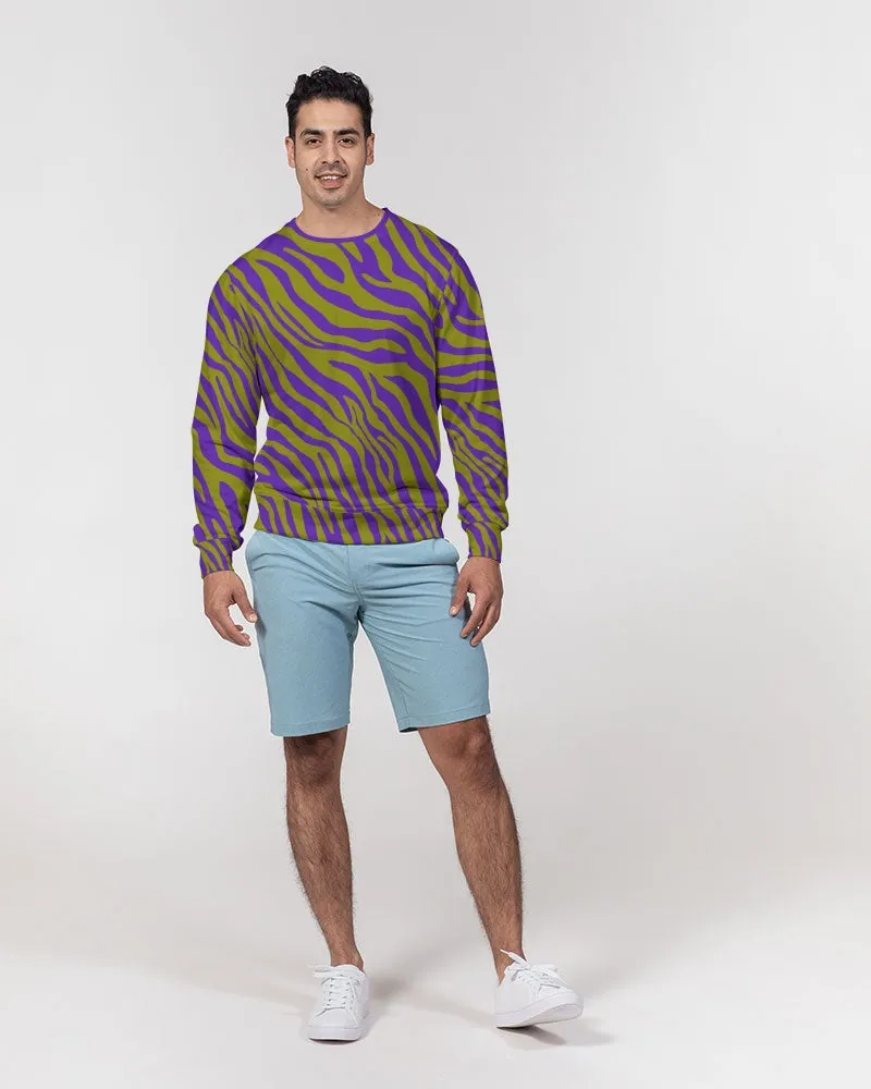 Purple Olive Zebra Men's French Terry Pullover Sweatshirt