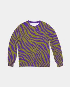 Purple Olive Zebra Men's French Terry Pullover Sweatshirt