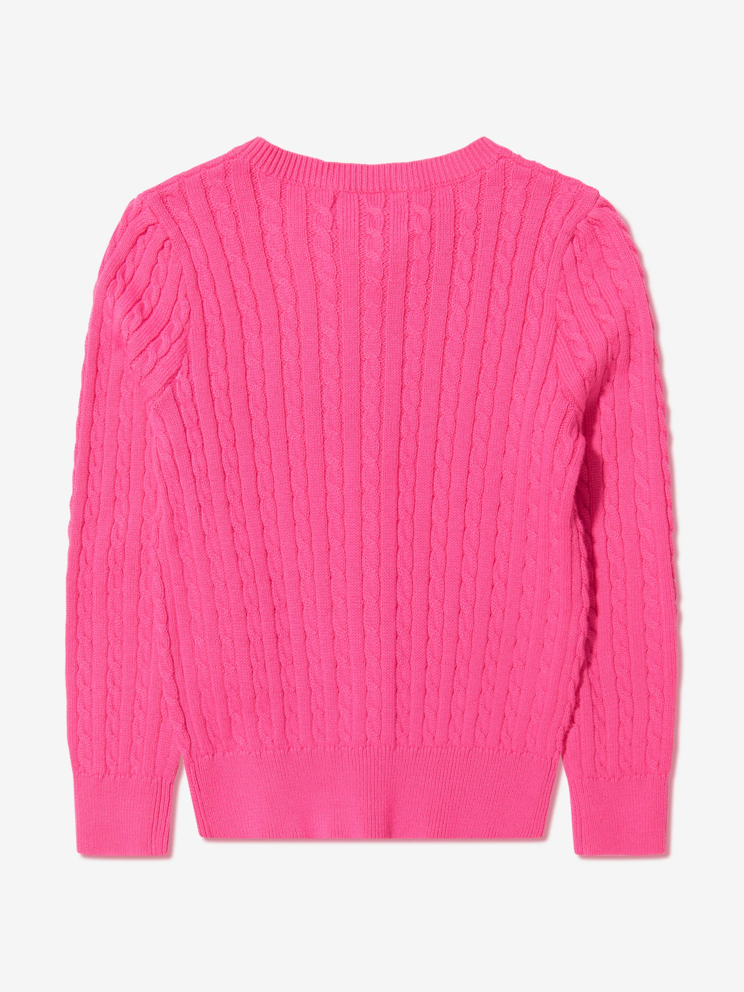 Ralph Lauren Girls Cable Knit Cardigan in Pink