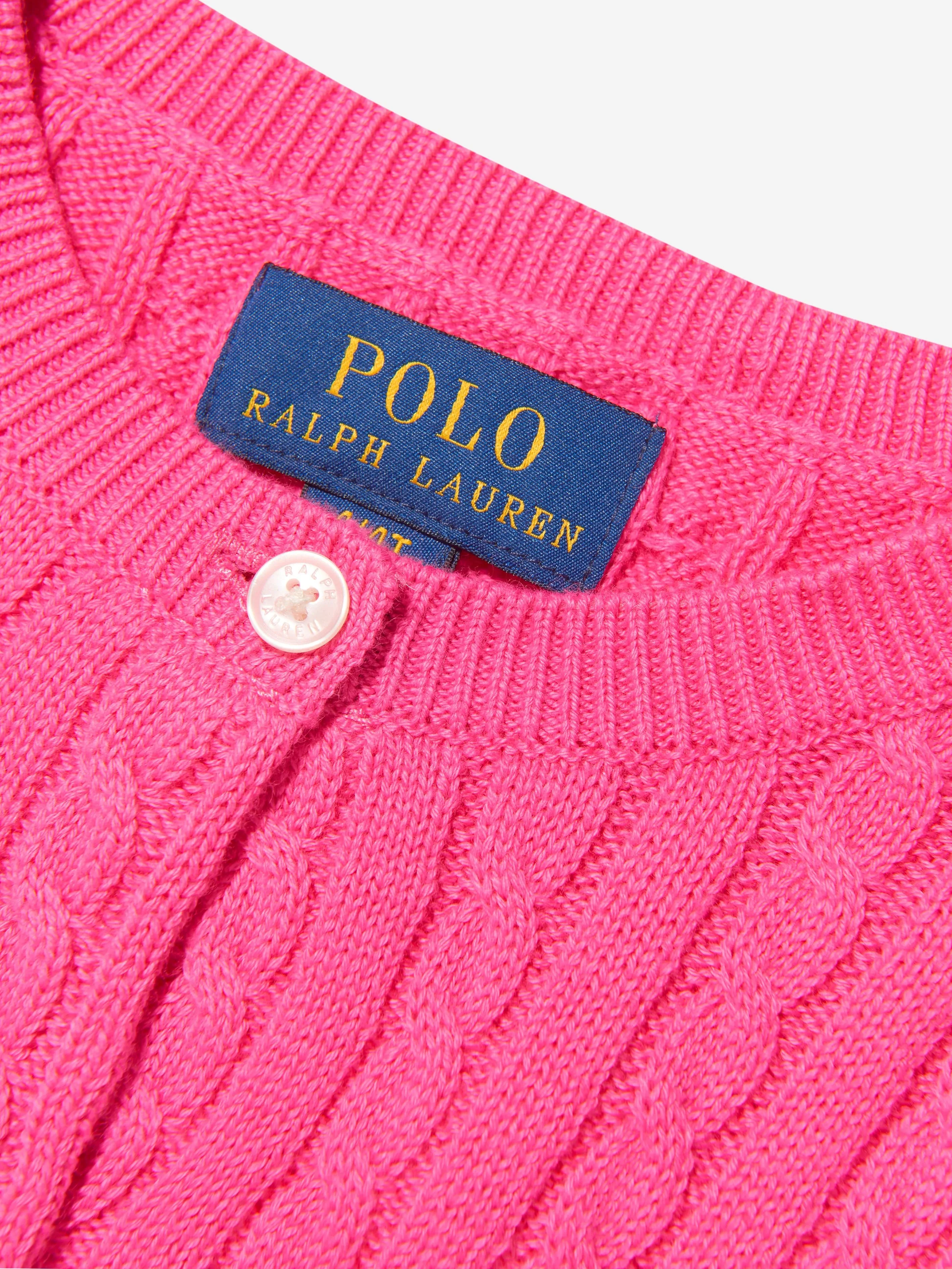 Ralph Lauren Girls Cable Knit Cardigan in Pink