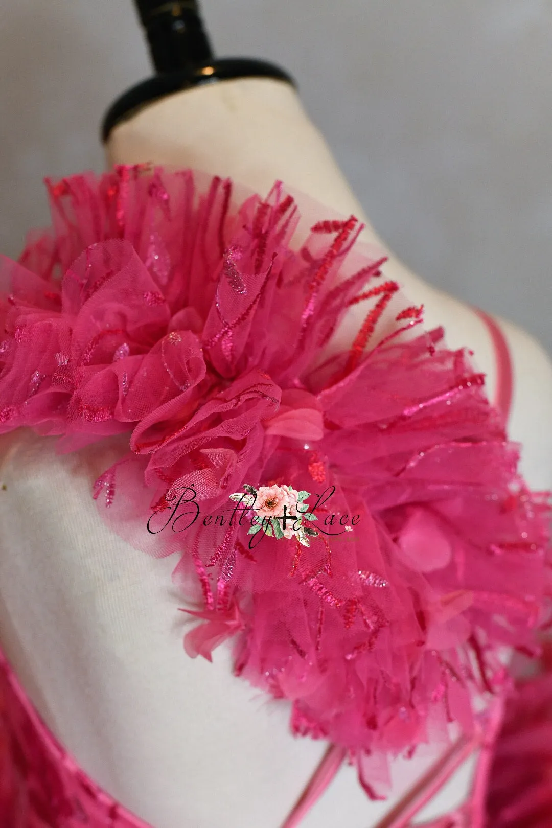 Retired rental euc "Samantha" One Shoulder Ruffle - shades of Pink-  Dress Petal Short Length Dress ( 7 Year - Petite 8 Year)