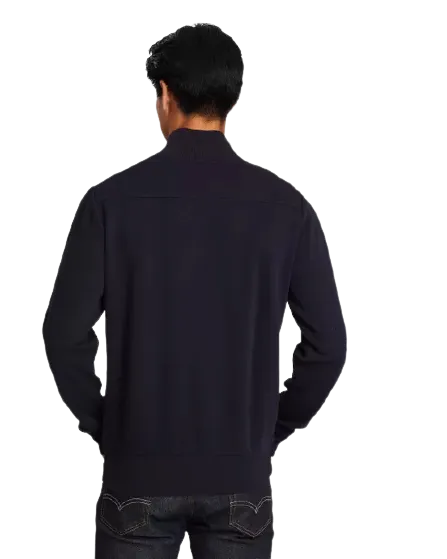 Sacker Rib Half Zip Collar Sweater - Navy