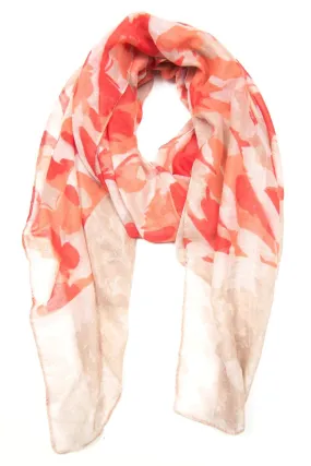 Scarf / Cream Red Peach Pink / Unisex