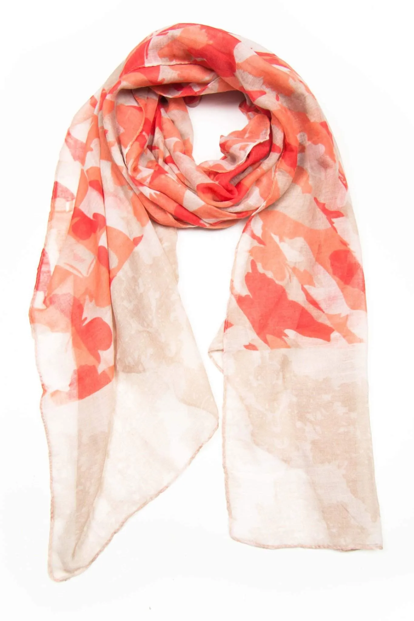 Scarf / Cream Red Peach Pink / Unisex