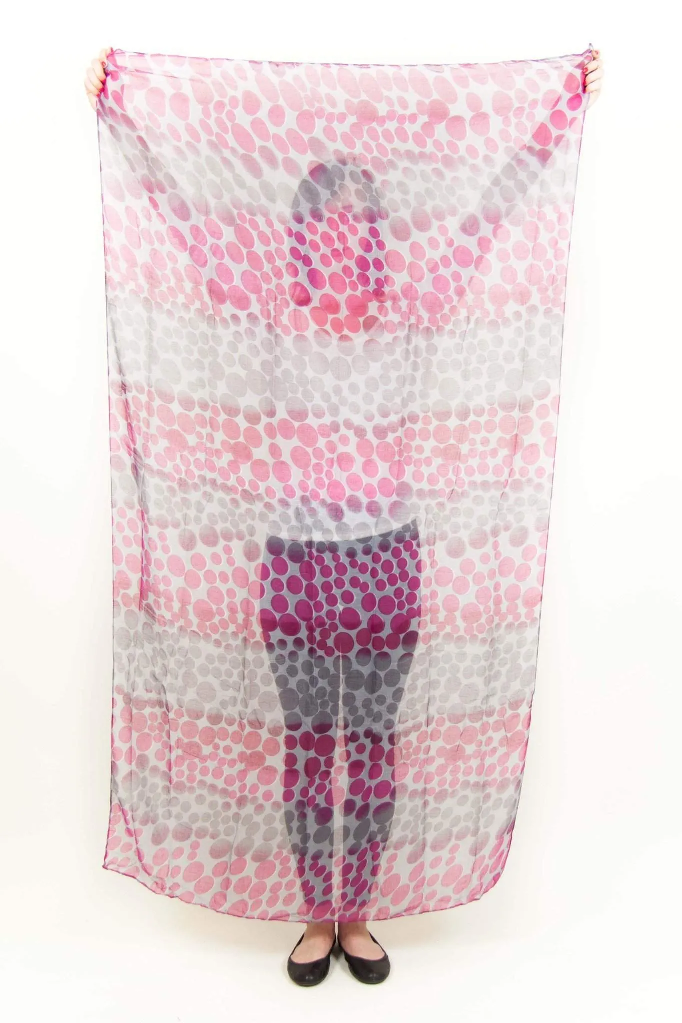 Scarf / Deep Pink Purple & Grey / Unisex