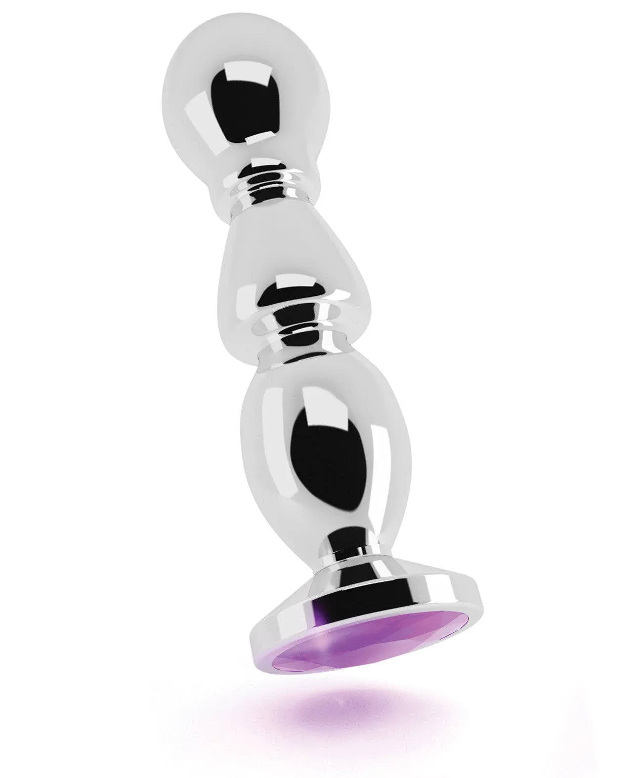 Shots Rich 4.8" Butt Plug w/Crystal - Silver/Purple Sapphire