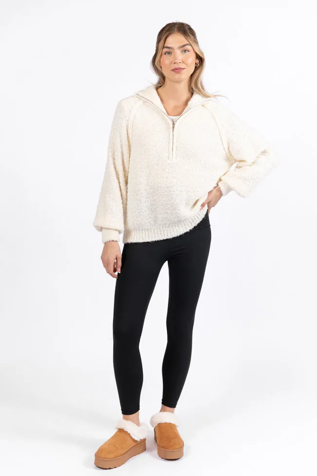 Signature Move Cream Fuzzy Quarter Zip Pullover