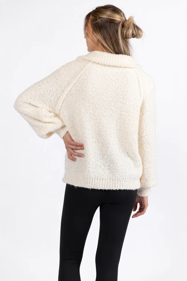 Signature Move Cream Fuzzy Quarter Zip Pullover