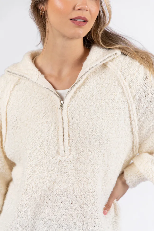 Signature Move Cream Fuzzy Quarter Zip Pullover