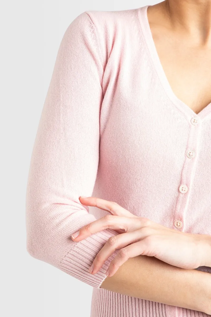 Silk   Cashmere Audrey Cardigan in Pale Pink