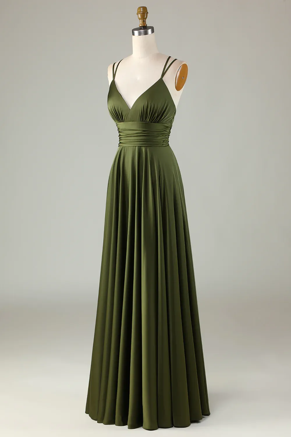 Simple Prom Dresses, A-line Sleeveless Olive Long Bridesmaid Dress      fg5010