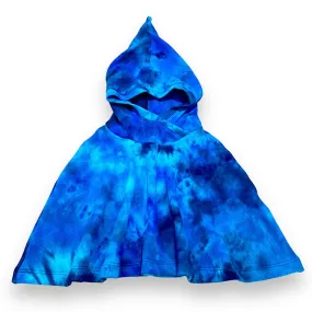 Size Small (12m-3y) Winter Poncho - Blue ICE_DYED