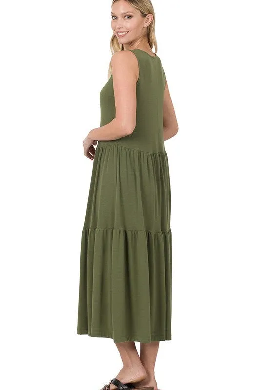 Sleeveless Tiered Midi Dress