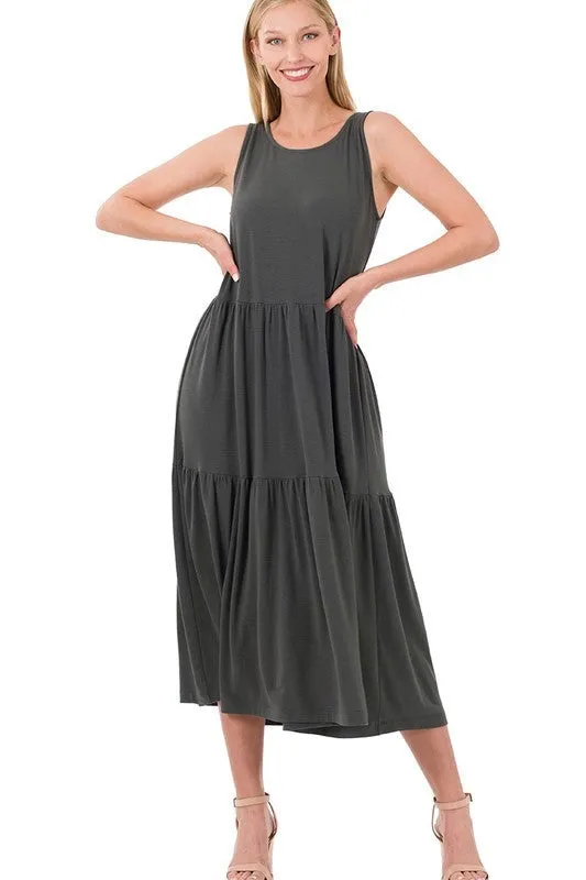 Sleeveless Tiered Midi Dress