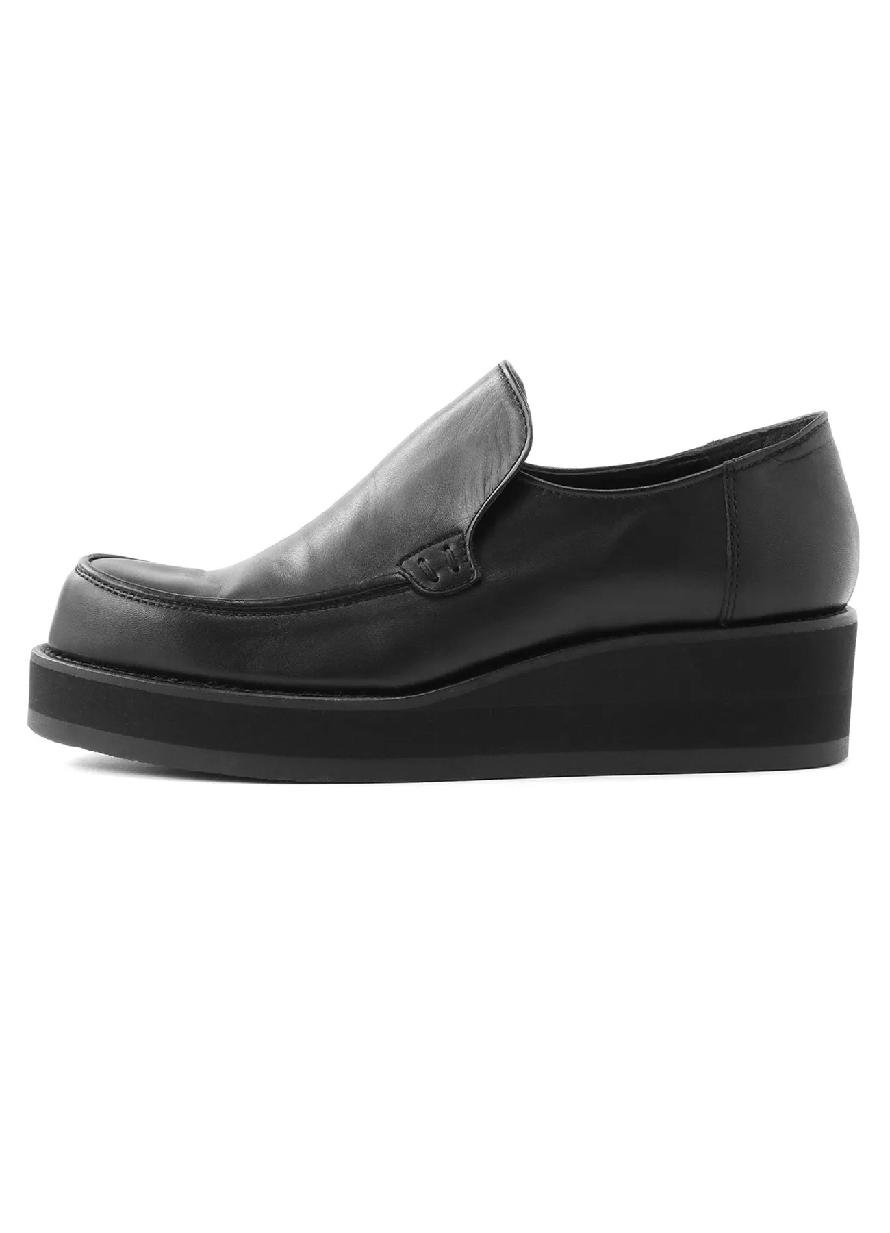 Smooth Leather Thick Sole Slip-ons