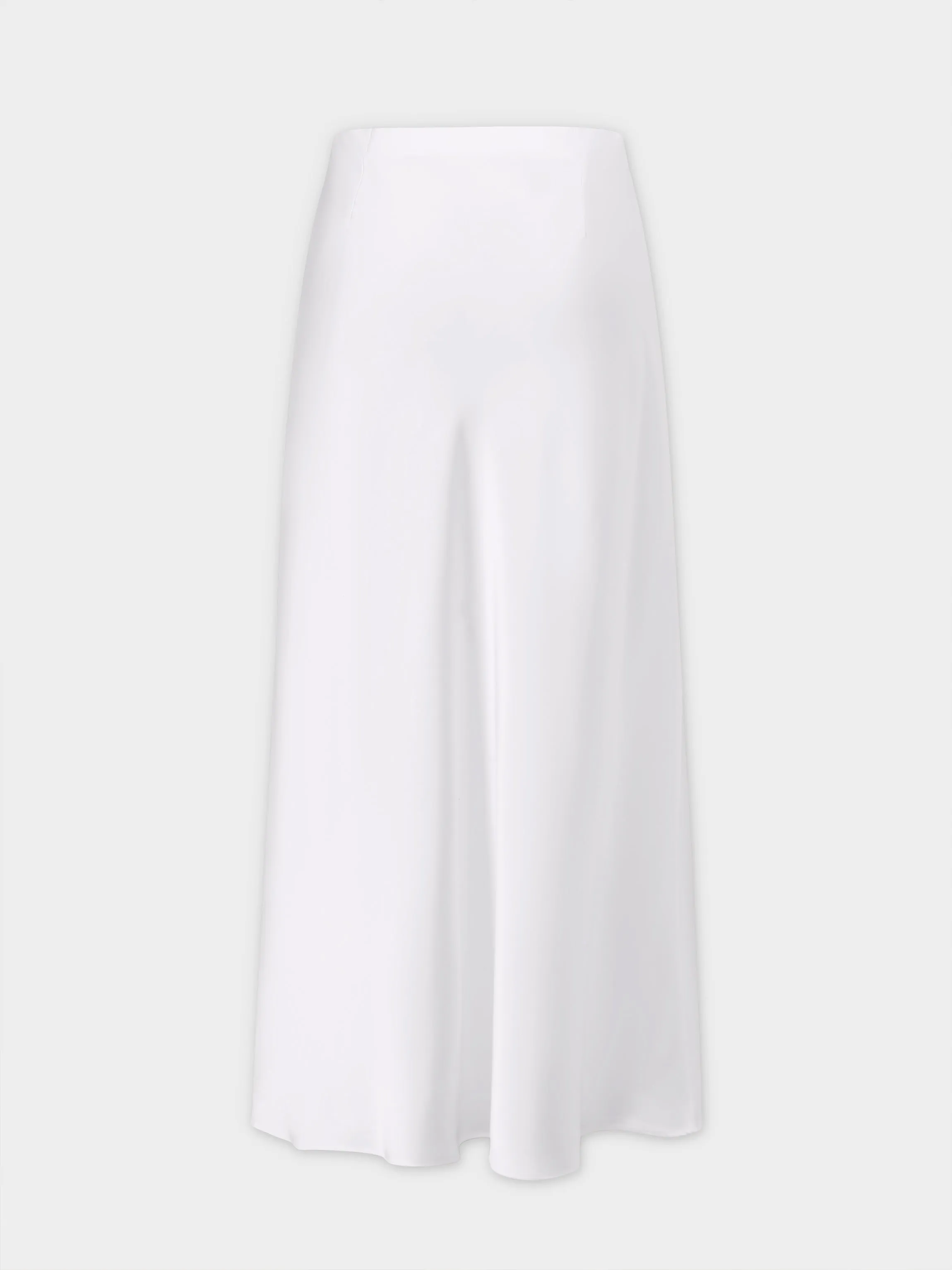 Solid Satin Slip Skirt-White