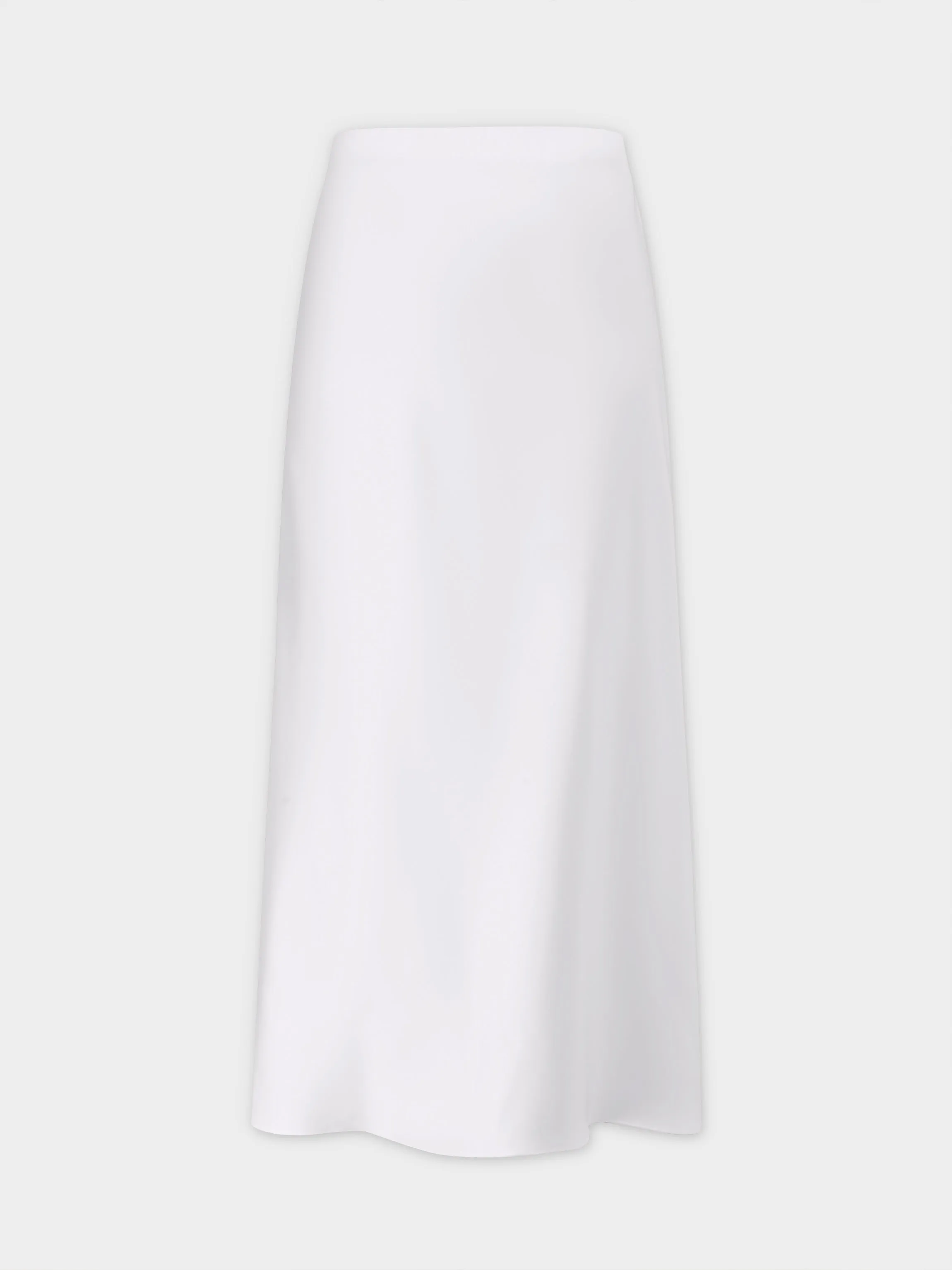 Solid Satin Slip Skirt-White