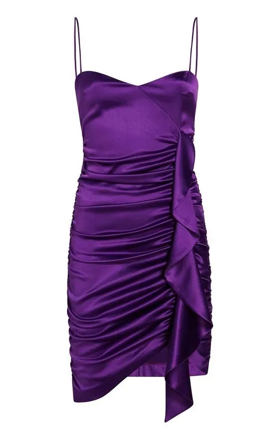 Spaghetti Straps Party Dress Lady Fashion Purple Homecoming Gown     fg3682