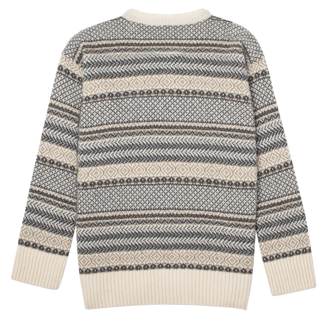 Sunspel Womens Lambswool Fairisle Jumper Ecru / Camel / Charcoal Fairisle