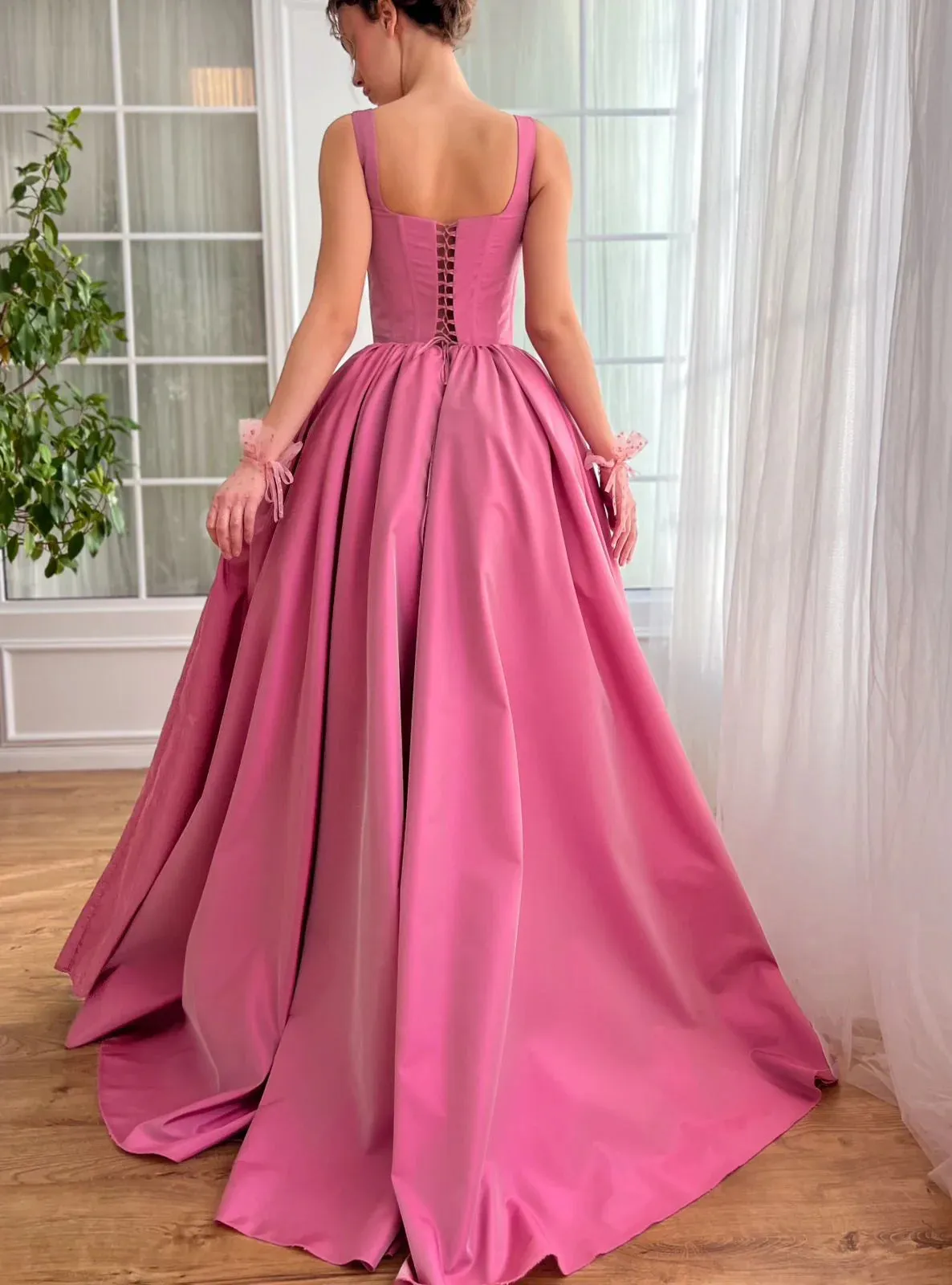 Taffeta Gown Prom Dress Floor-length Slip Dress