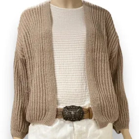 Tan Long Sleeve Knitted Sweater Cardigan