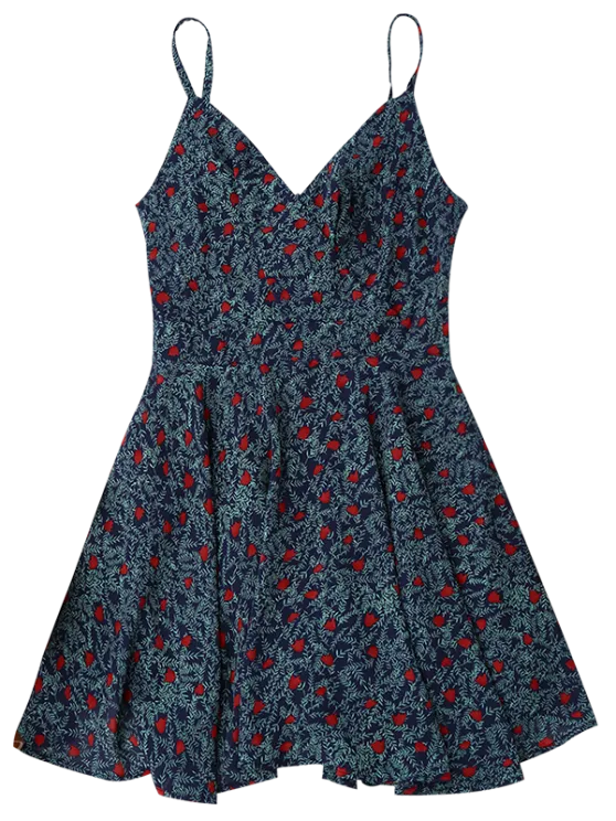 TastyHottie - Trendy Slip Leaf Print Surplice Skater Dress