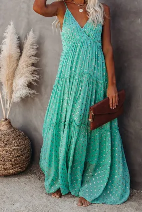 Teal Ruffle Maxi Dress