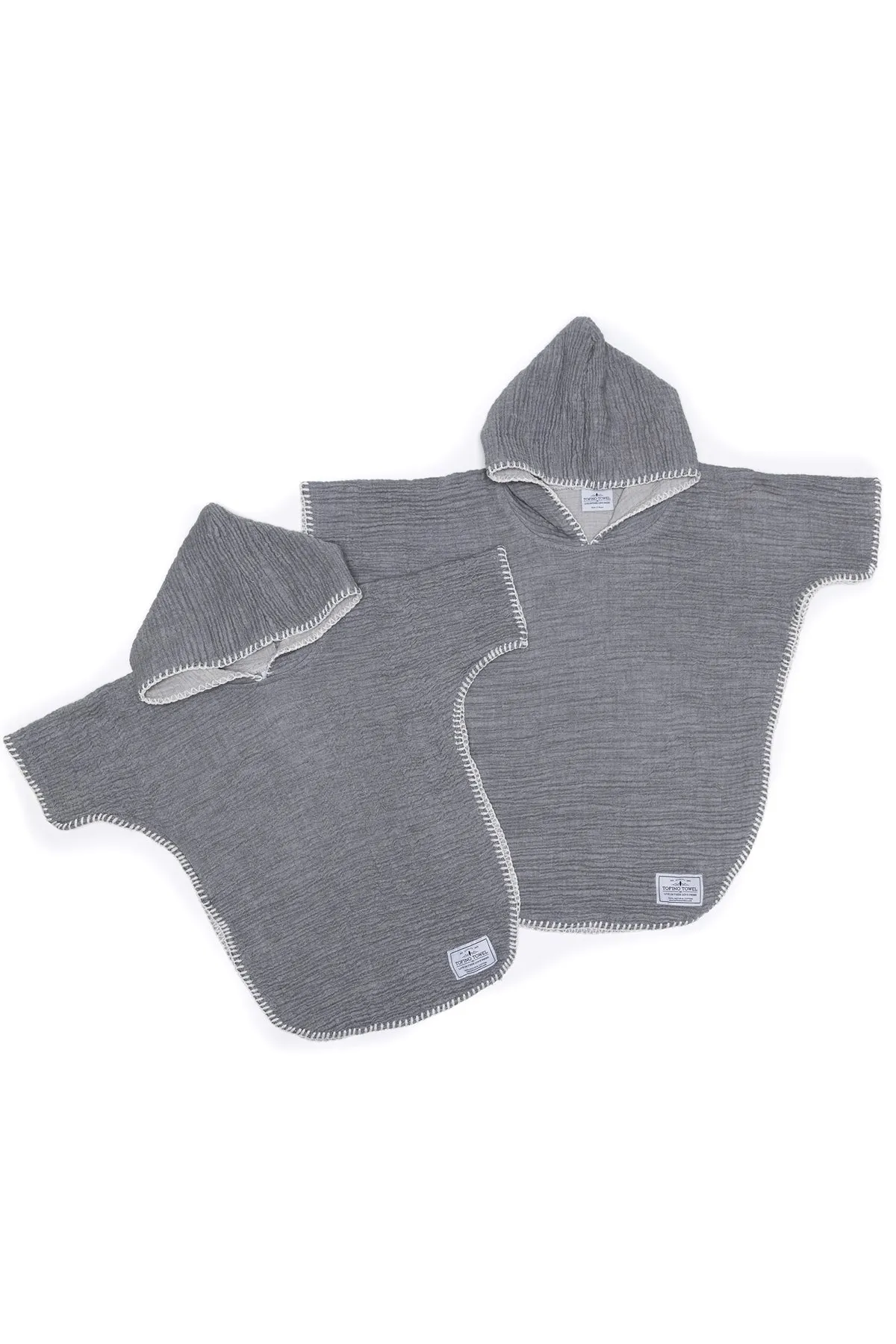 Tofino Towel Kids Pebble Poncho | 6-8 Years | Coral, Sage   Charcoal