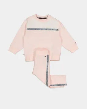 Tommy Hilfiger Kids' Baby Tape Crewneck Set Pink