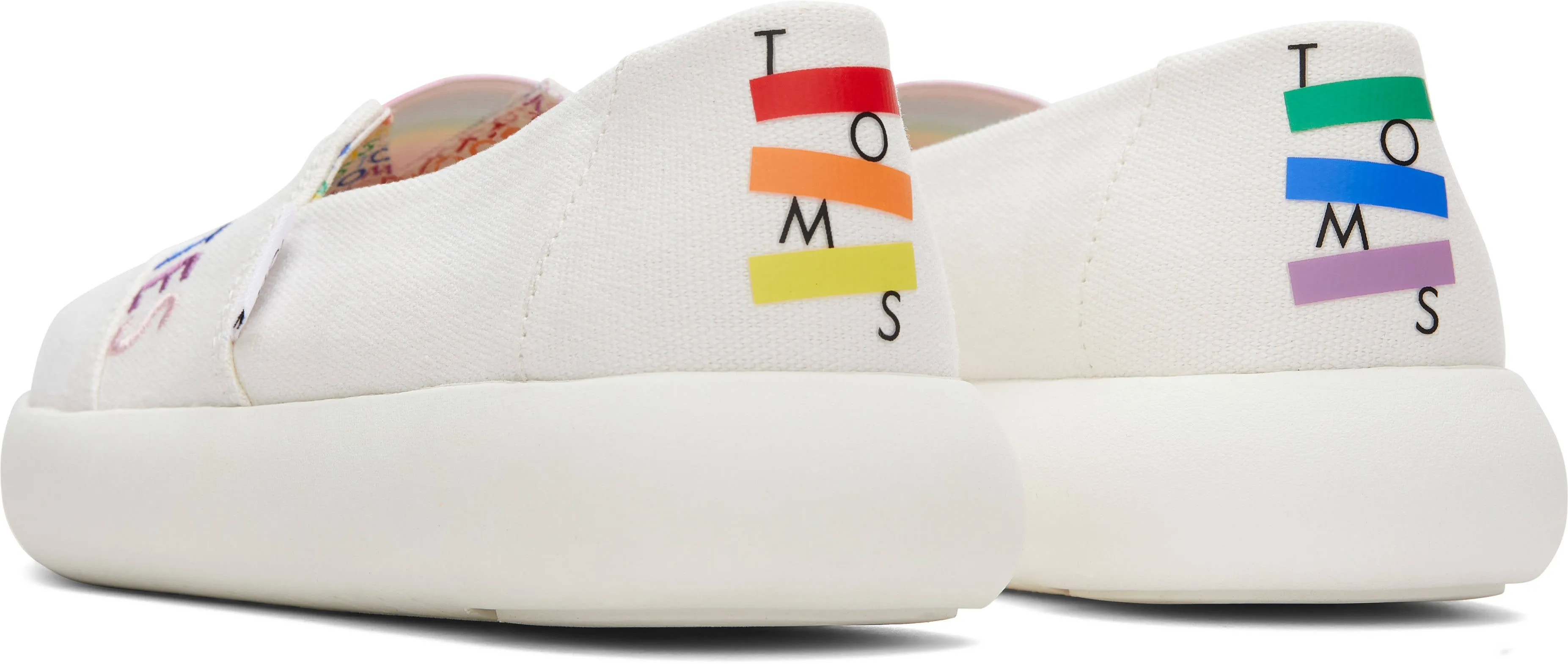 Toms Womens Alpargata Mallow White Canvas Love Unites Embroidery