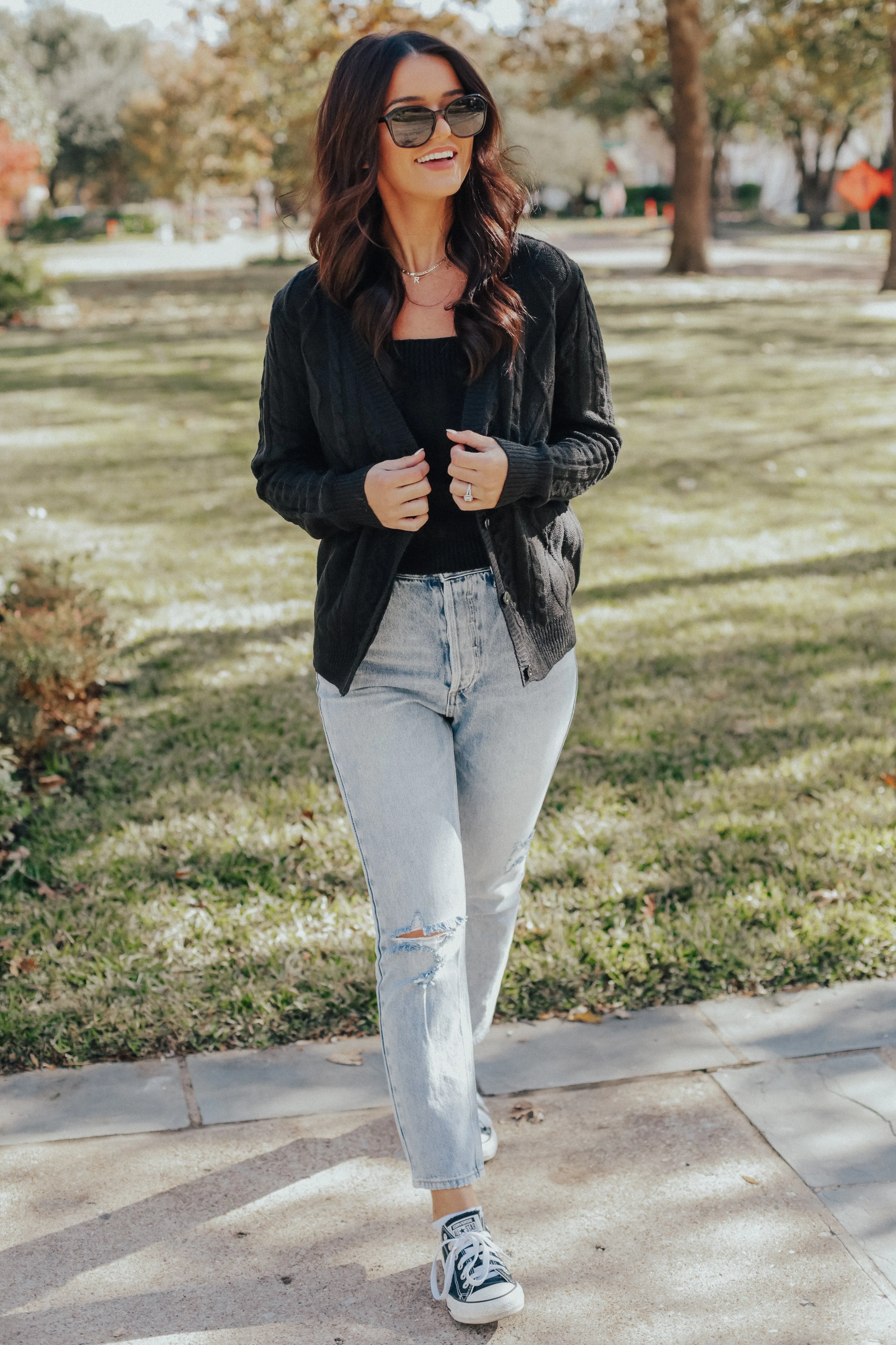 Tube Top & Cardigan Sweater Set (BLACK)