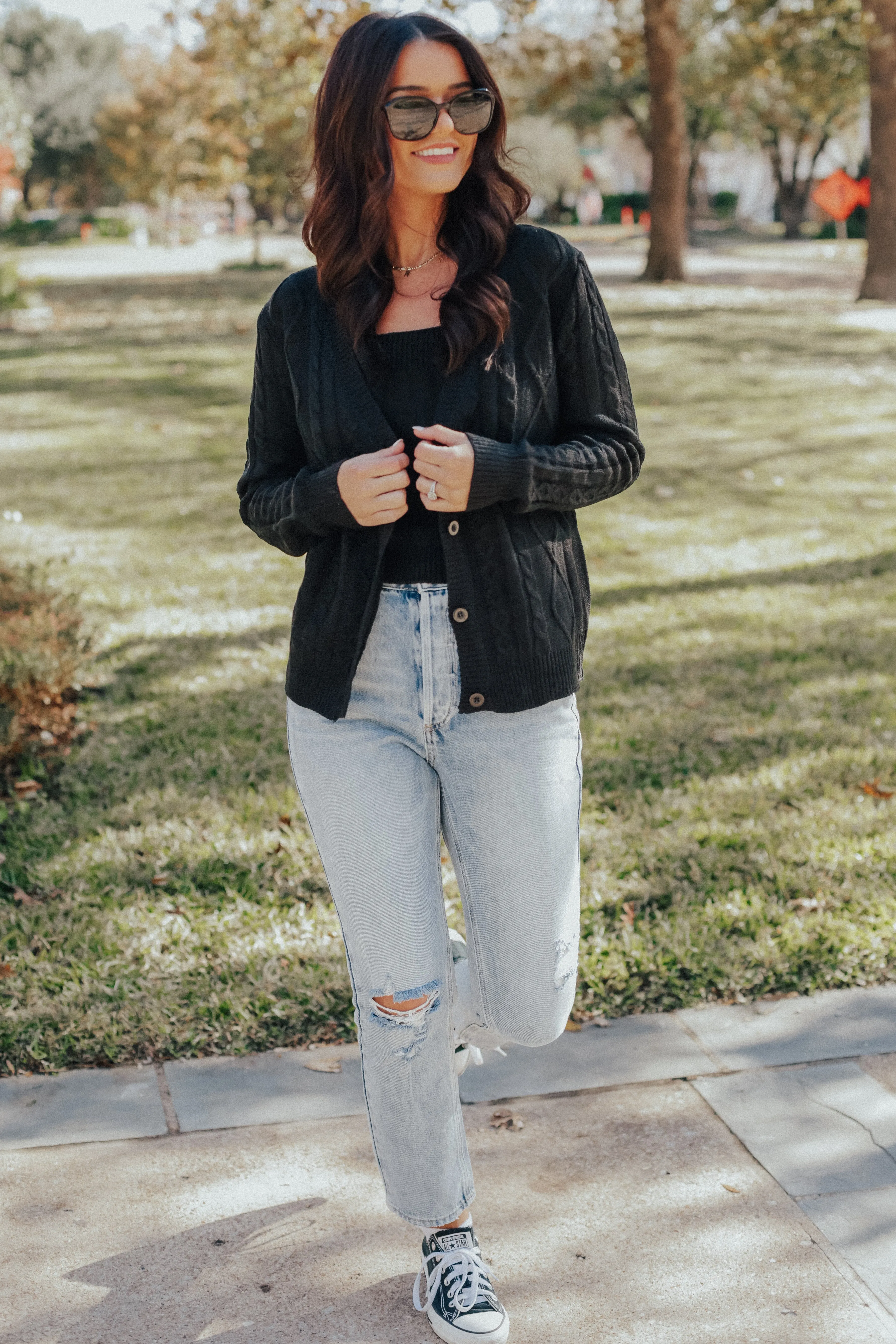 Tube Top & Cardigan Sweater Set (BLACK)