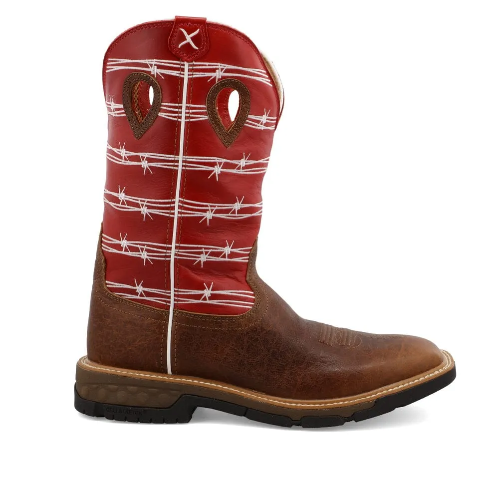 Twisted X Men's - 12" Red Leather Western Work Boot - Square Toe