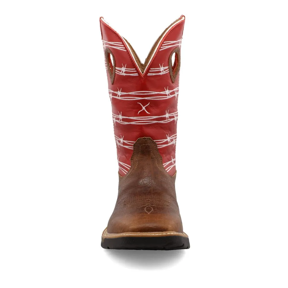 Twisted X Men's - 12" Red Leather Western Work Boot - Square Toe