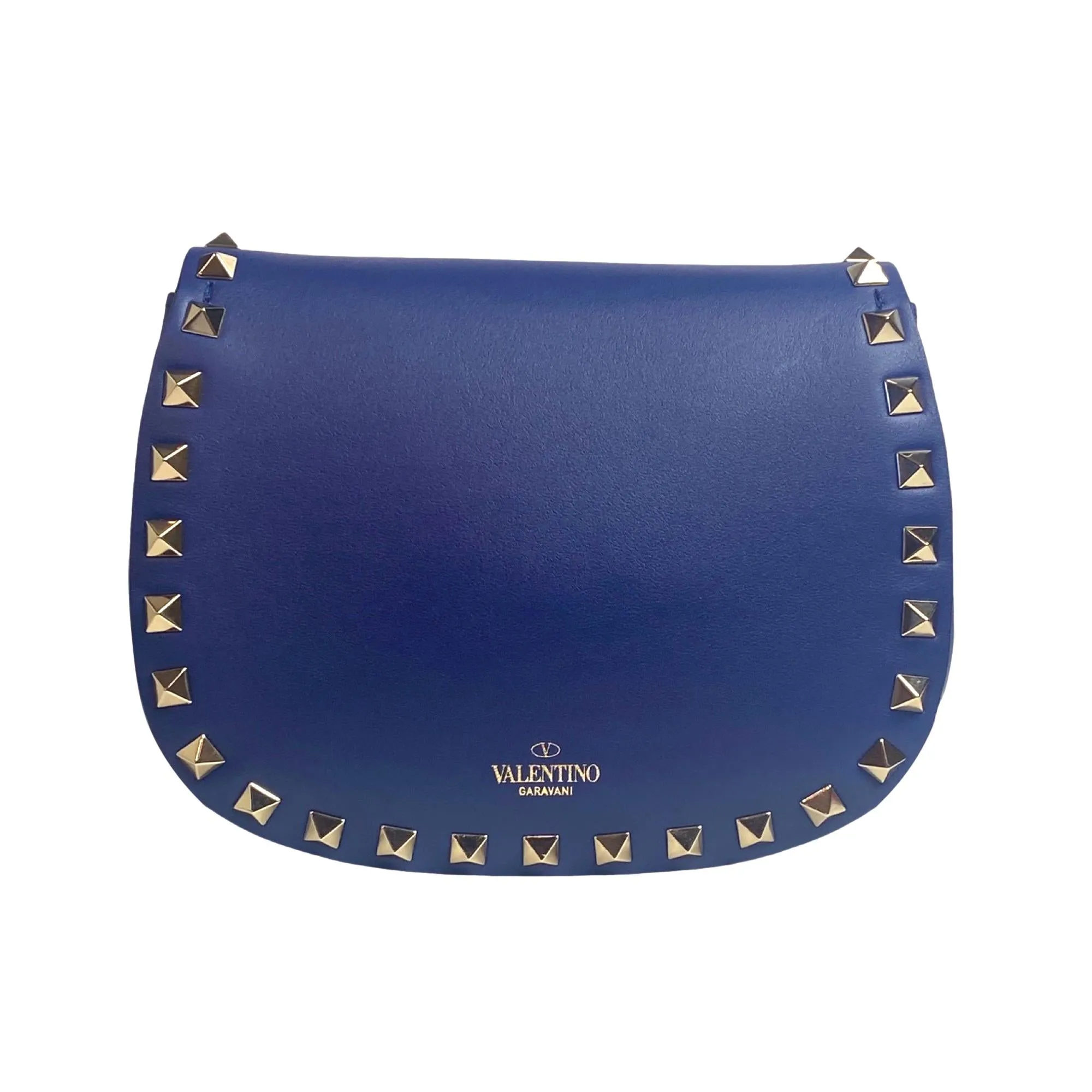 Valentino Garavani Rockstud Blue Leather Small Chain Crossbody Bag