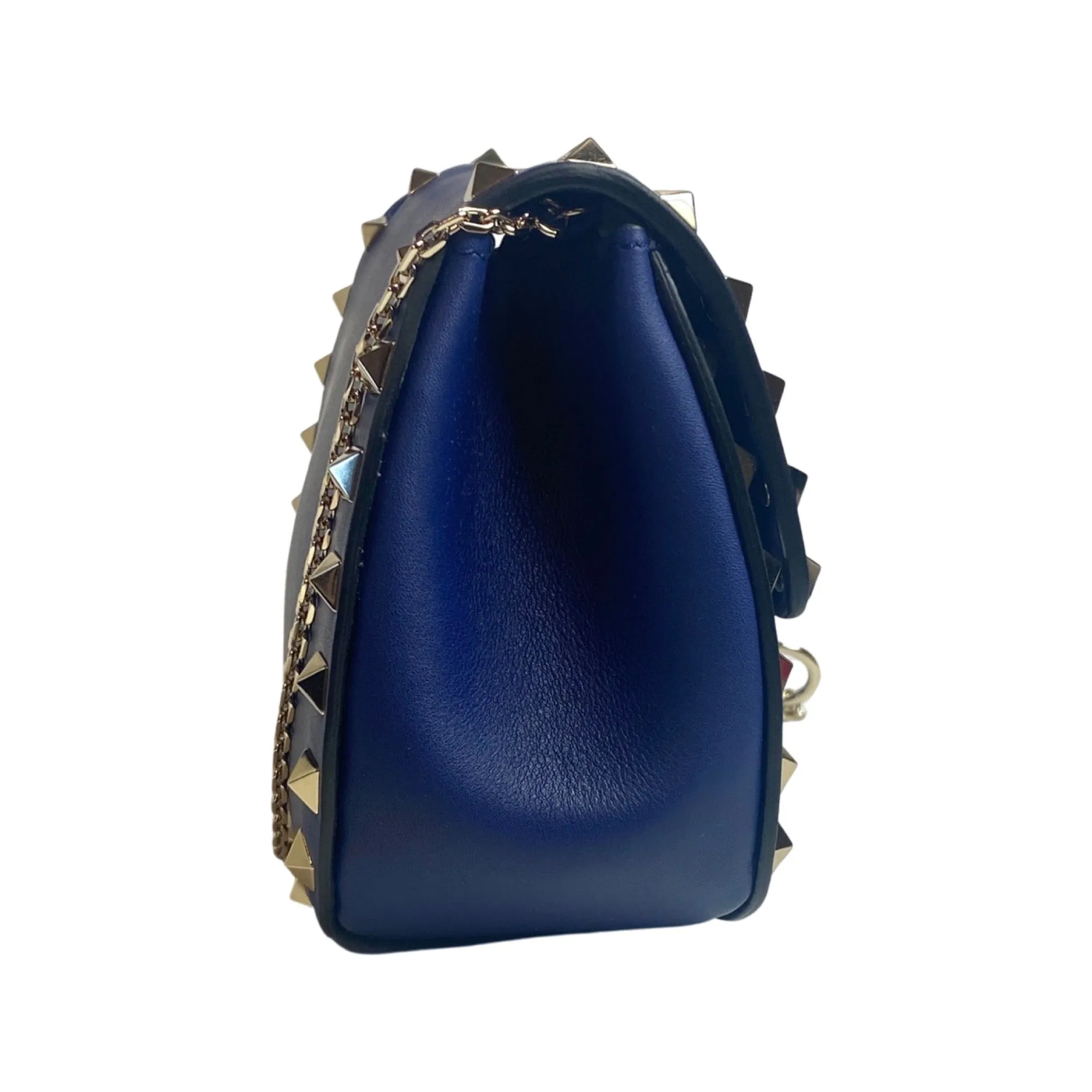 Valentino Garavani Rockstud Blue Leather Small Chain Crossbody Bag